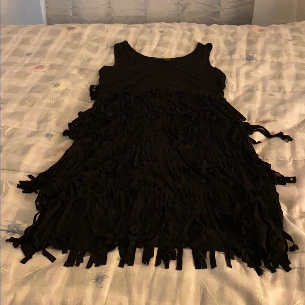 Black dress with fringe
